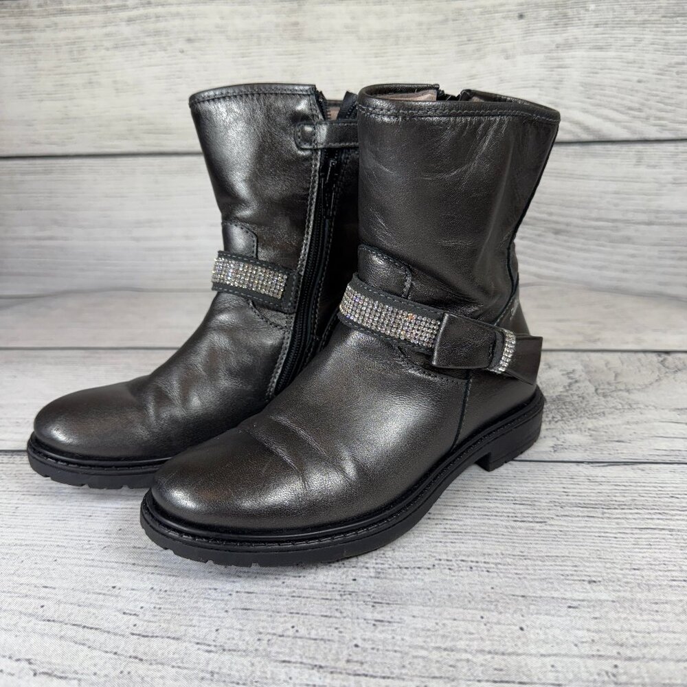 Alice Pi Slate Gray With Rhinestones Leather Boots Size 30